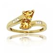 Orange Trillion Citrine & Diamond Bypass Ring Set in Yellow Gold