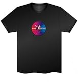 Advanced Technology Sound Reactive LED T-Shirt with Sound Sensory ALL Black w/Multi-Colored Graphic