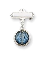 Sterling Silver Enameled Miraculous Medal Pin