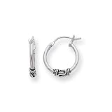 Antiqued, Silver Hoop Earrings - 15mm (9/16")