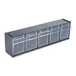 deflect-o&reg; Tilt Bin Plastic Storage System with Five Bins, 23 5/8 x 5 1/4 x 6 1/2, Black