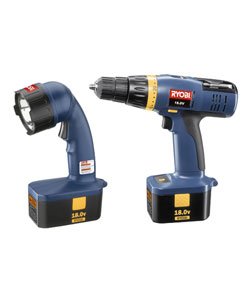Ryobi 18-volt Cordless Drill / Driver, Light Kit