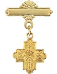 14K Yellow Gold 4-way Cross Baptismal Pin