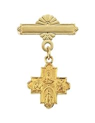 14k Yellow-Gold Four Way Medal Baptismal Brooch by US Gems