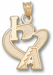Arizona Diamondbacks 10K Gold ''I Heart A'' 3/4'' Pendant