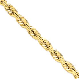 14k 10mm D-Cut Rope Barrel Clasp Chain Necklace - 20 Inch