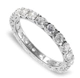 Clear Cubic Zirconia Designed Sterling Silver Band Ring