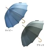 【UV加工・日傘・雨傘兼用】フーレ 16本骨傘 無地 (60cm) 黒色