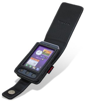 Tuff-Luv Leather case cover for (LG KC910 Renoir) - Black