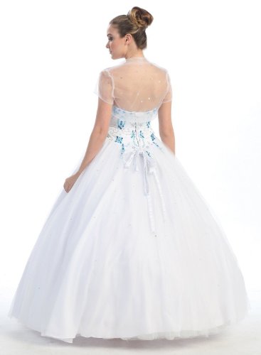 turqouise and white wedding dress
