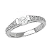 Sterling Silver Engagement Ring with Round Cubic Zirconia In Half-Bezel-Setting
