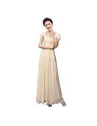 Sheath Floor Length Short Sleeves Pleated Lace Chiffon Evening Dress/Bridesmaid Dress/Wedding Party Dress  With a Ribbon 