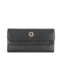 Mazzini Women's Double Flap Italian Leather ID Wallet Black