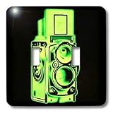 KIKE CALVO vintage camera collection - Picture of a Vintage Twin Lens reflex TLR lyme green camera - Light Switch Covers - double toggle switch