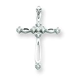 14k White Gold Diamond Cross Pendant