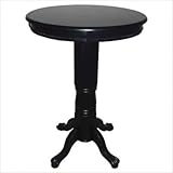 Pedestal Pub Table with Solid Top in Black Finish