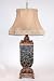 Large Green on Black Metal Tole Designer Table Lamp