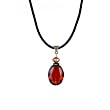 Necklace - N394 - Faceted Fire Polished Crystal Glass Pendant Hung on 16" Black Velvety Flock Cord + 2" Extension Chain - Gold Tone Ends - Oval Shape - Smoky Topaz (Dark Brown) ~ SERENITY CRYSTALS