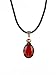 Necklace - N394 - Faceted Fire Polished Crystal Glass Pendant Hung on 16" Black Velvety Flock Cord + 2" Extension Chain - Gold Tone Ends - Oval Shape - Smoky Topaz (Dark Brown)