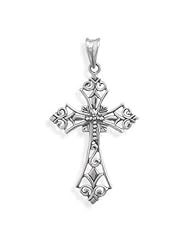 Genuine Elegante (TM) Product. Ornate Oxidized Cross Pendant. 100% Satisfaction Guaranteed.