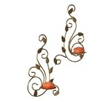Reversed Gold Candle Sconce Set