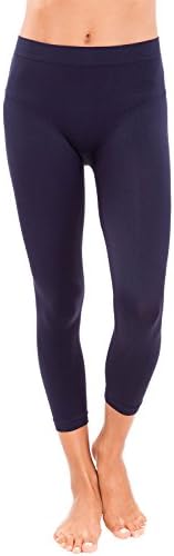 Navy Blue Woman Seamless Capri Leggings 3/4 Length
