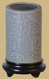 Unusual Gift Idea for Mom - 11" Chinese Porcelain Blue Glaze Oriental Brush Pot Pen Holder