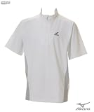 MIZUNO(ミズノ):<strong>スーパースター</strong> メンズ ハーフジップ ラグランスリーブ半袖シャツ 58EF-912 01ホワイト