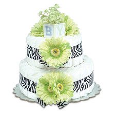 Small Lime Green Daisy Diaper Cake