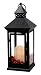 Flicker Flame Black Cast Iron Lantern With LED Vanilla Scented Candle