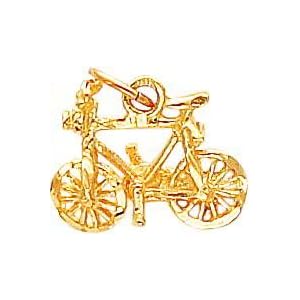 10K Yellow Gold 3D Bicycle Charm Diamond Cut