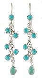 Genuine Turqouise Dangle Earrings in Sterling Silver