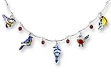Clearly Charming Wild Birds Sterling Silver & Enamel Necklace