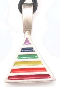 GAY TRIANGLE Rainbow Silver Tone Pewter PENDANT Necklace