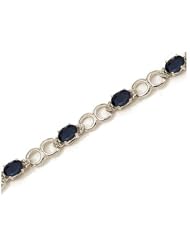 14K White Gold Oval Sapphire and Diamond Bracelet by Jewelry Mountain