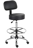 Boss B16245-BK Caressoft Medical/Drafting Stool with Back Cushion