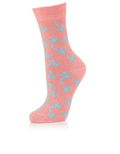 Accessorize Womens Palm Tree Sock With Ruffle