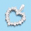 Sterling Silver Pendant - Heart - Open Design - Clear Round Cubic Zerconia - 18mm Height