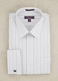 Roberto Villini Non Iron Gray Multi-Stripe Big and Tall Dress Shirt with French Cuffs