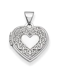 Genuine IceCarats Designer Jewelry Gift 14K White Gold Heart Locket