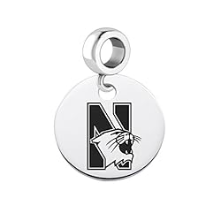 Northwestern Wildcats Round Drop Charm Fits All Pandora Style Bracelets