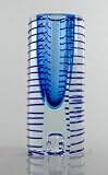 Glass Blue Sommerso Vase 100% Handblown Art H8 (MB2)