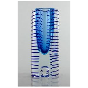 Glass Blue Sommerso Vase 100% Handblown Art H8