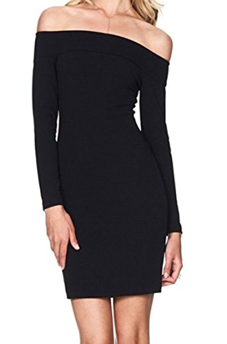 Zestway Women's Sexy Long Sleeve Off Shoulder Bodycon Bandage Party Club Dress