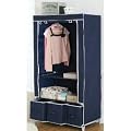 Designer Habitat - Double armoire penderie pour v�tement effet canevas en Bleu Marine - 3 tiroirs