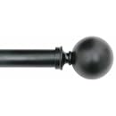 RuLu 25697 18 by 48-Inch Ball Black Curtain Rod with 1.25-Inch Pipe