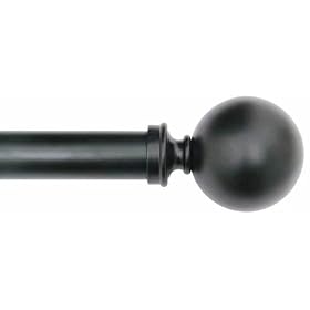 Drapery Window Curtain Rod Drapery Rod 18 Inch-48 Inch Ball Black