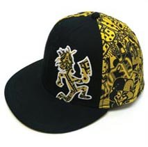 icp hatchetman:ICP Insane Clown Posse Music Band - Yellow Hatchetman Logo on Black Fitted Hat S/M Images