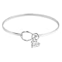 Sterling Silver "Love" Graffiti Heart Charm Catch Bangle Bracelet