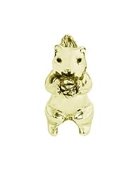 18k Yellow Gold Overlaid Sterling Silver Cute Squirrel Charm ,Fits Pandora and All Brands Charm Bracelets and Necklaces.